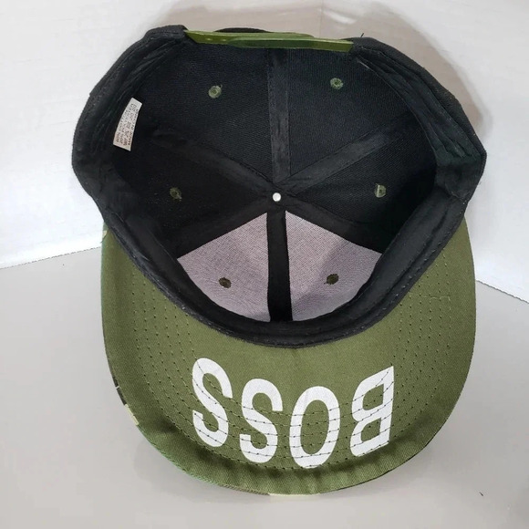 NWT,Boss Mens Black/Green Camo Flat Bill Snapback Hat. - Picture 3 of 8
